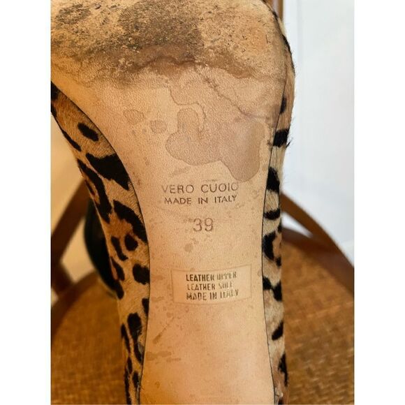 Grigiarancio Italian made point toe leopard calf hair booties size 39 - Picture 9 of 10